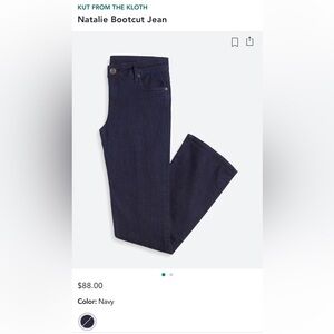 Kut from the Kloth - Natalie Bootcut Navy Size 12